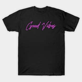 Neon Good Vibes Sign Art T-Shirt